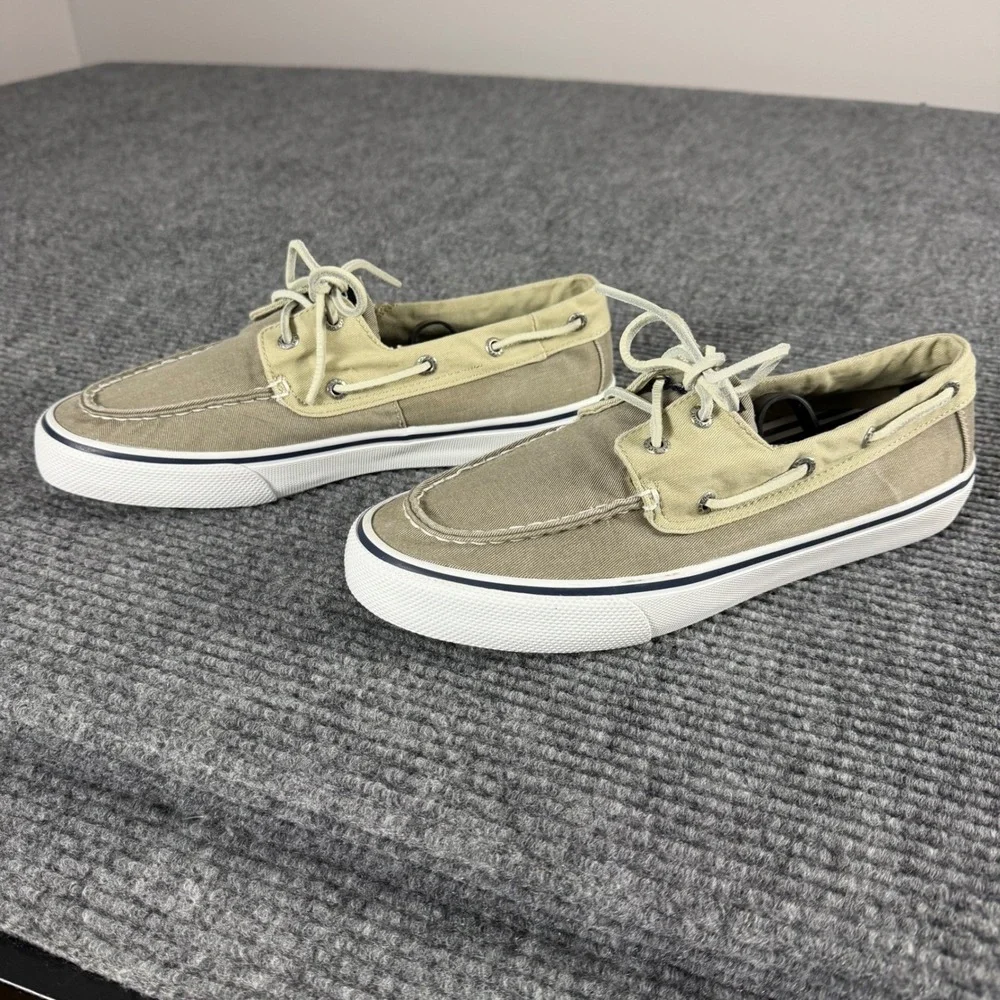 Sperry Top-Sider Bahama II Mens 8.5 Tan Khaki Canvas Boat Shoe Sneaker STS22019